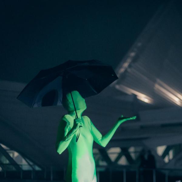 Person in a green suit in Milwaukee, Wisconsin, United States