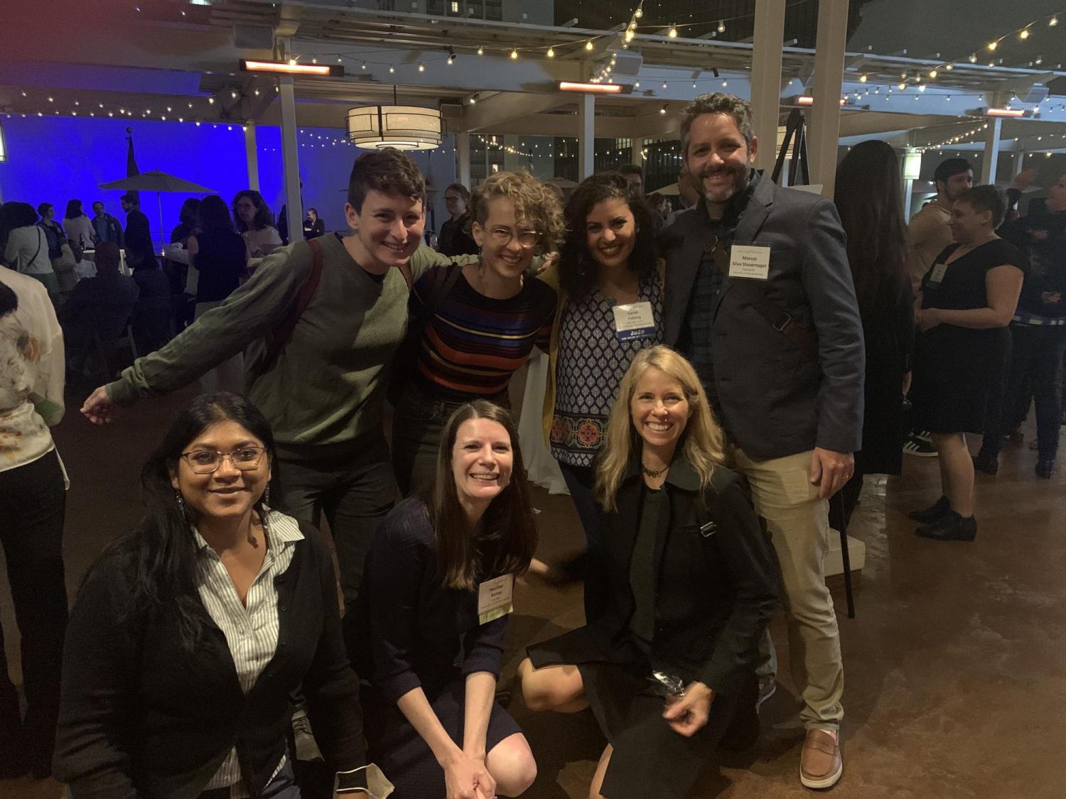 theatre program faculty, alumni, and current students pose at the American Society for Theatre Research event