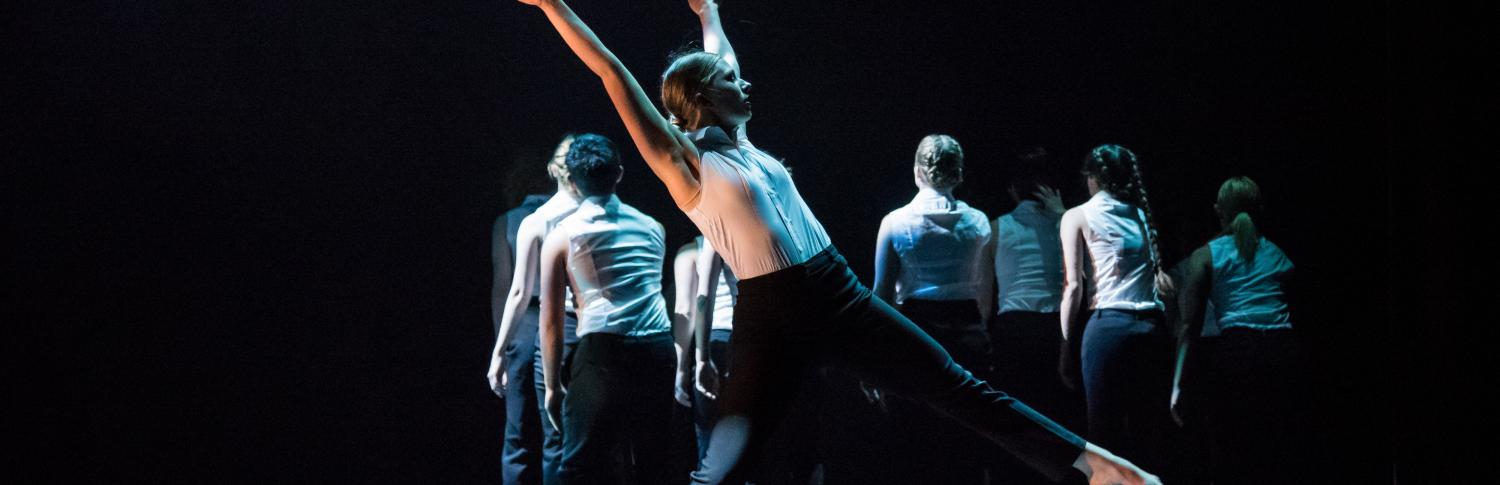 Group of dance students performing