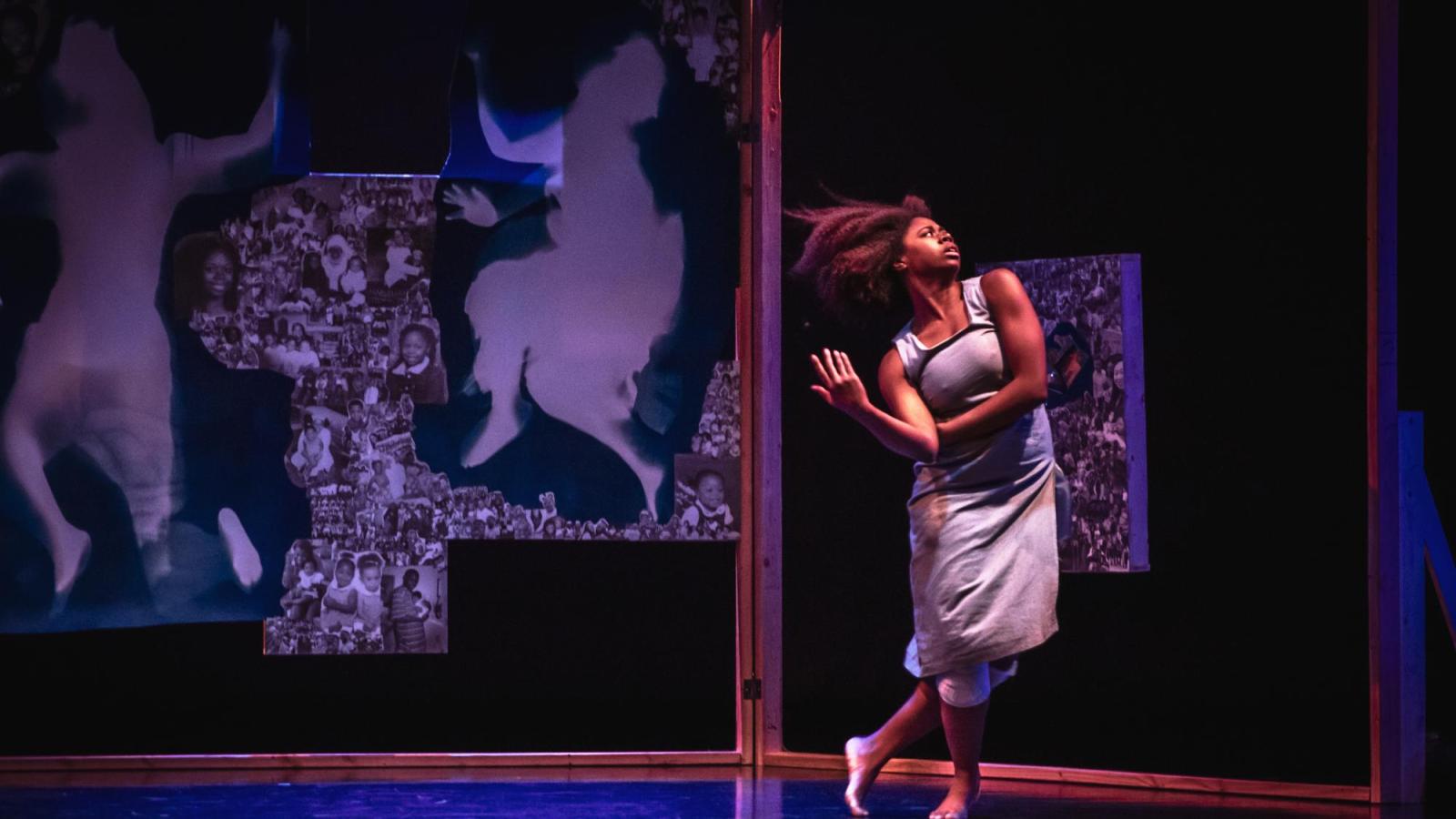 A BFA student dances on stage