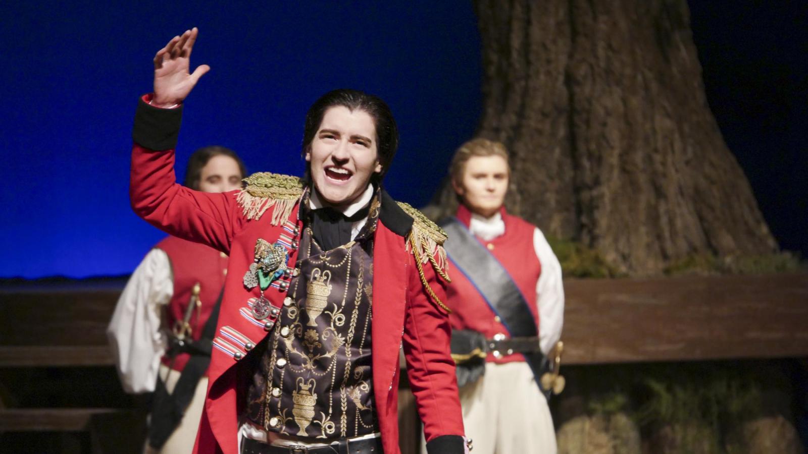 A student actor as Orsino in Twelfth Night