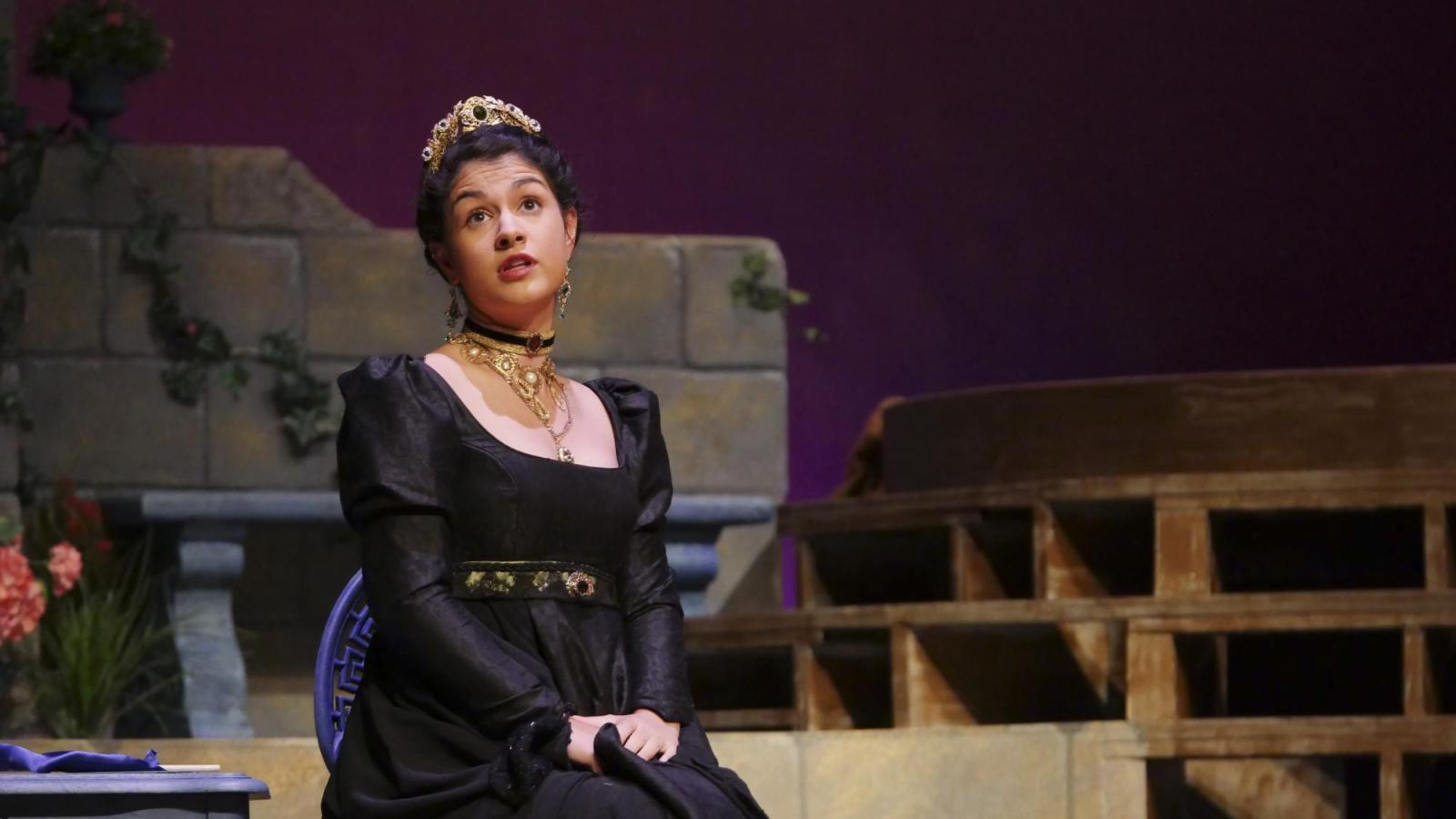 A student actor as Olivia in Twelfth Night