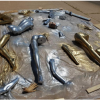 mannequin legs spray painted gold and silver
