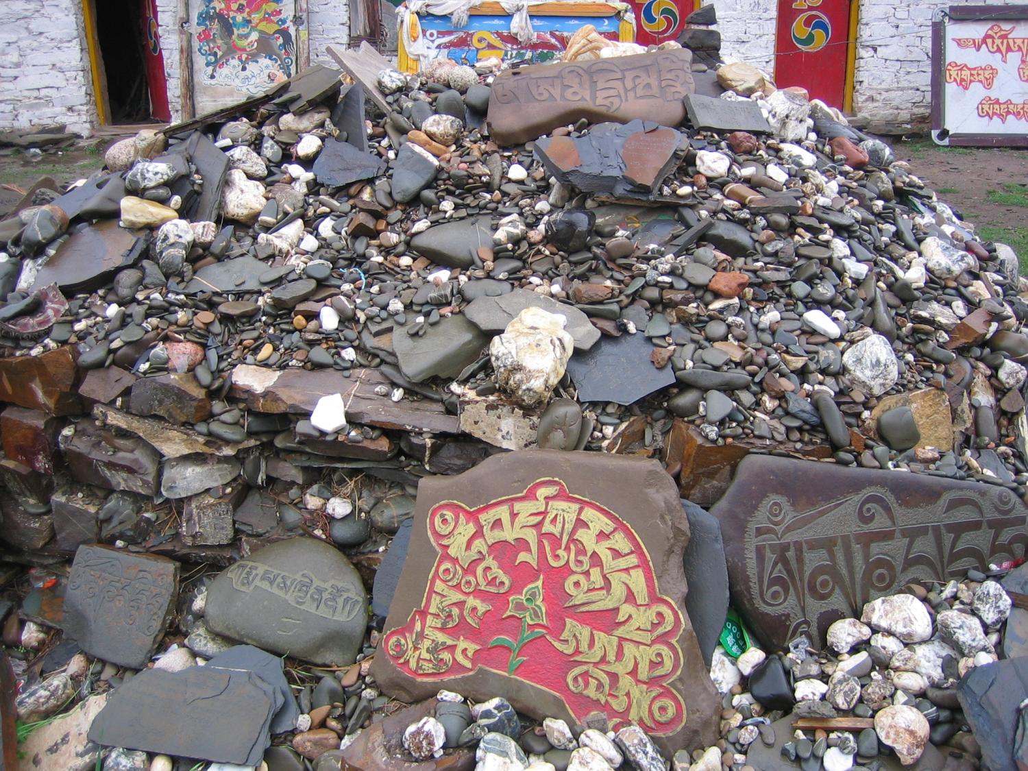 Mani Stones next to the Stupa