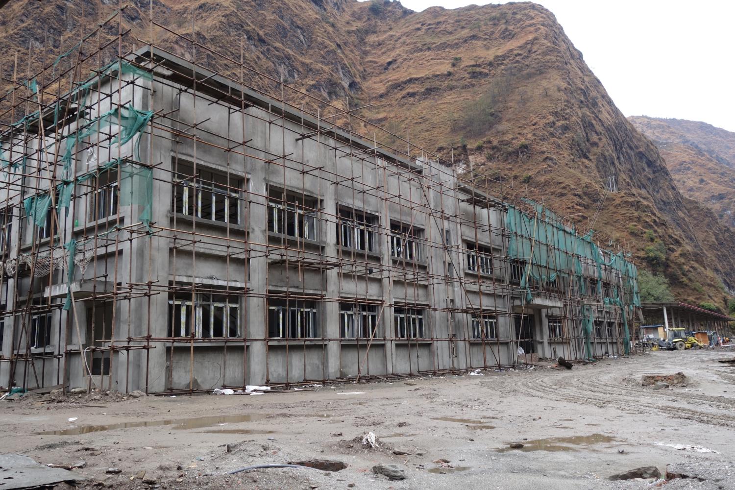 Construction on the new dryport below Tatopani on the Nepal-side of the Kodari-Zhangmu border