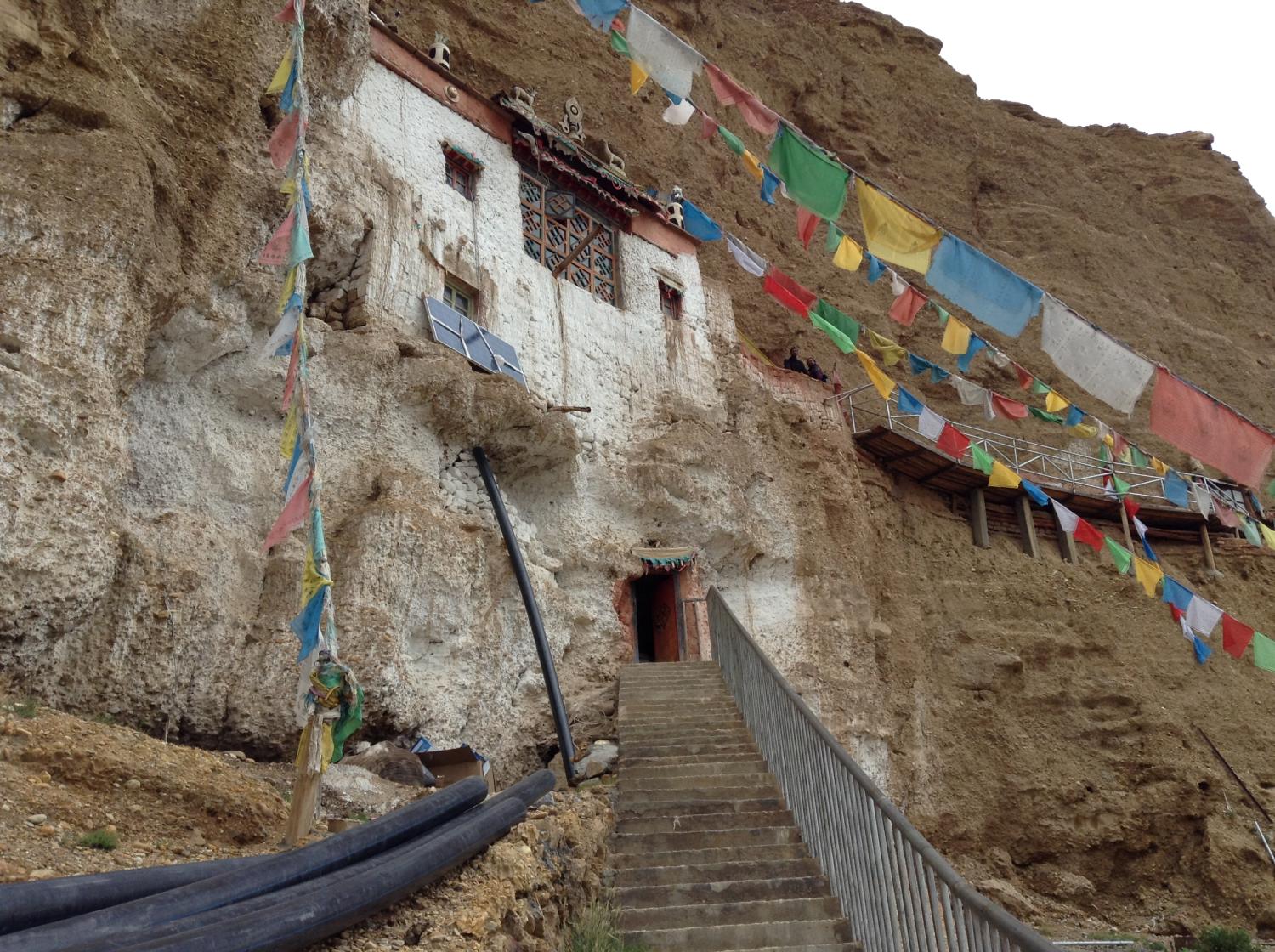 looking up at Guru Gyam cave