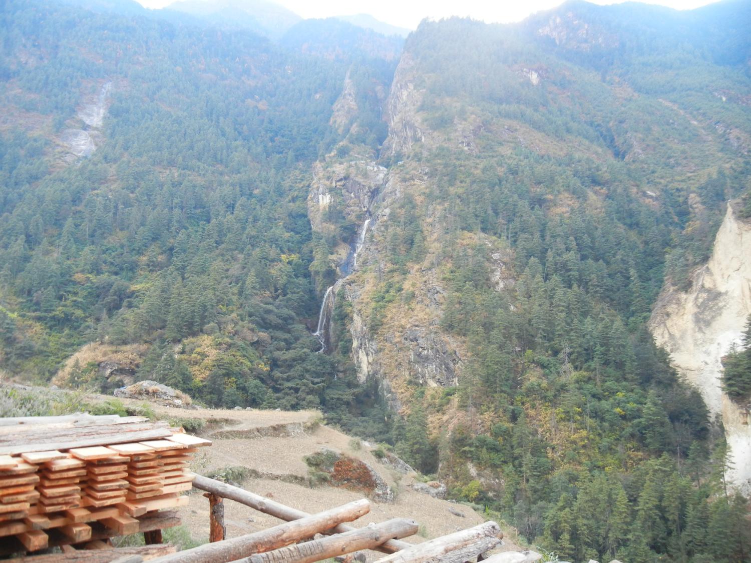 Hand-sawmill with waterfall, looking toward Prok.