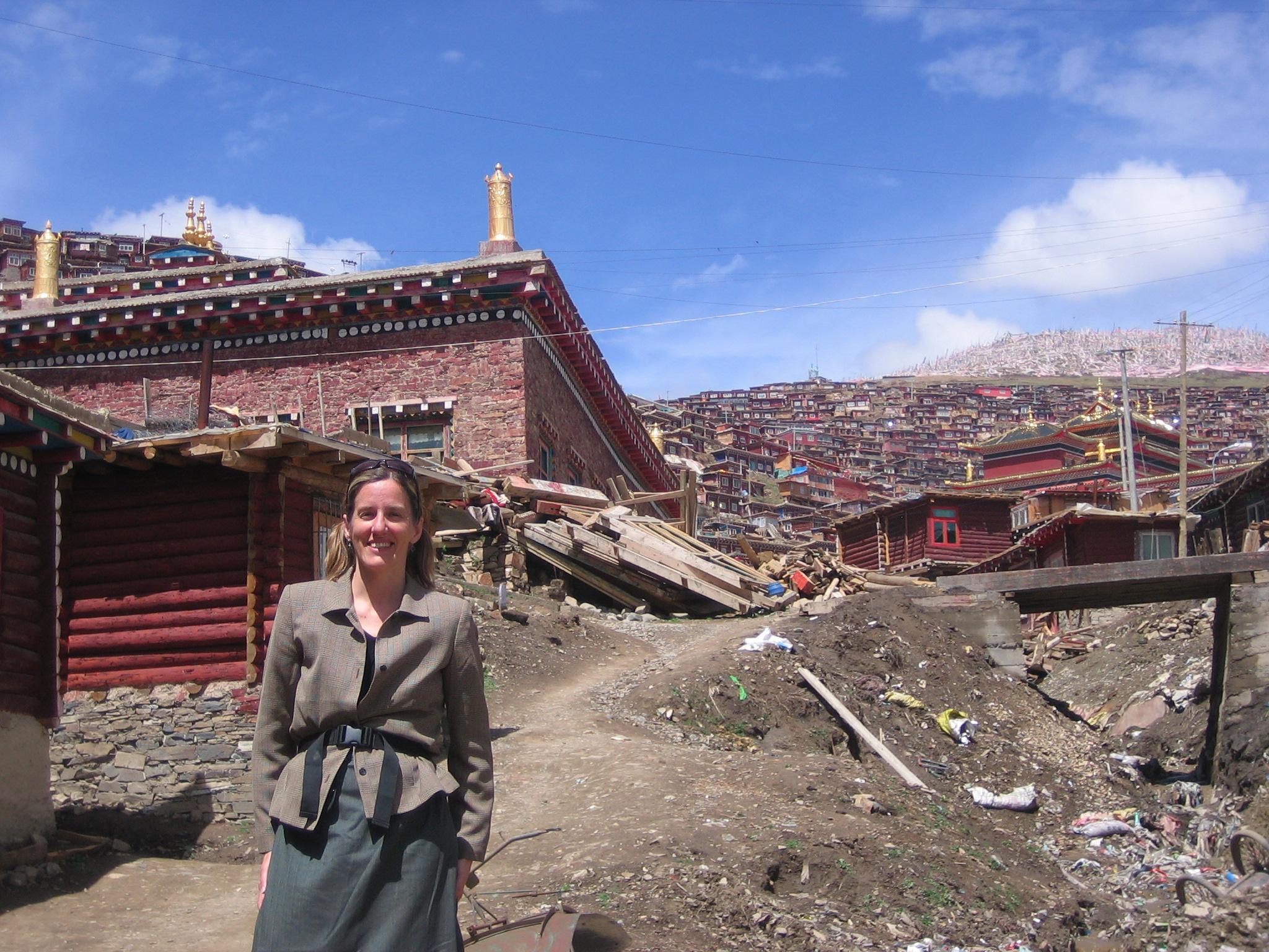 Walking up the Hillside into Larung Gar