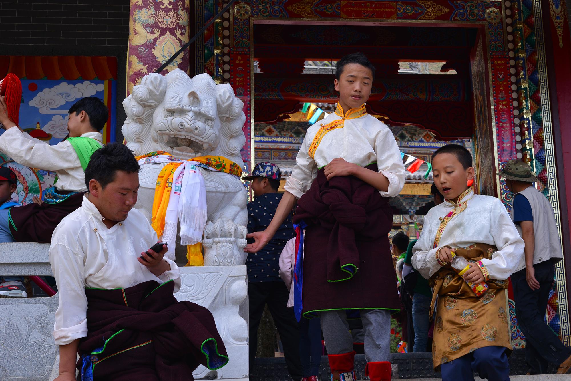 Resting outside of the temple.