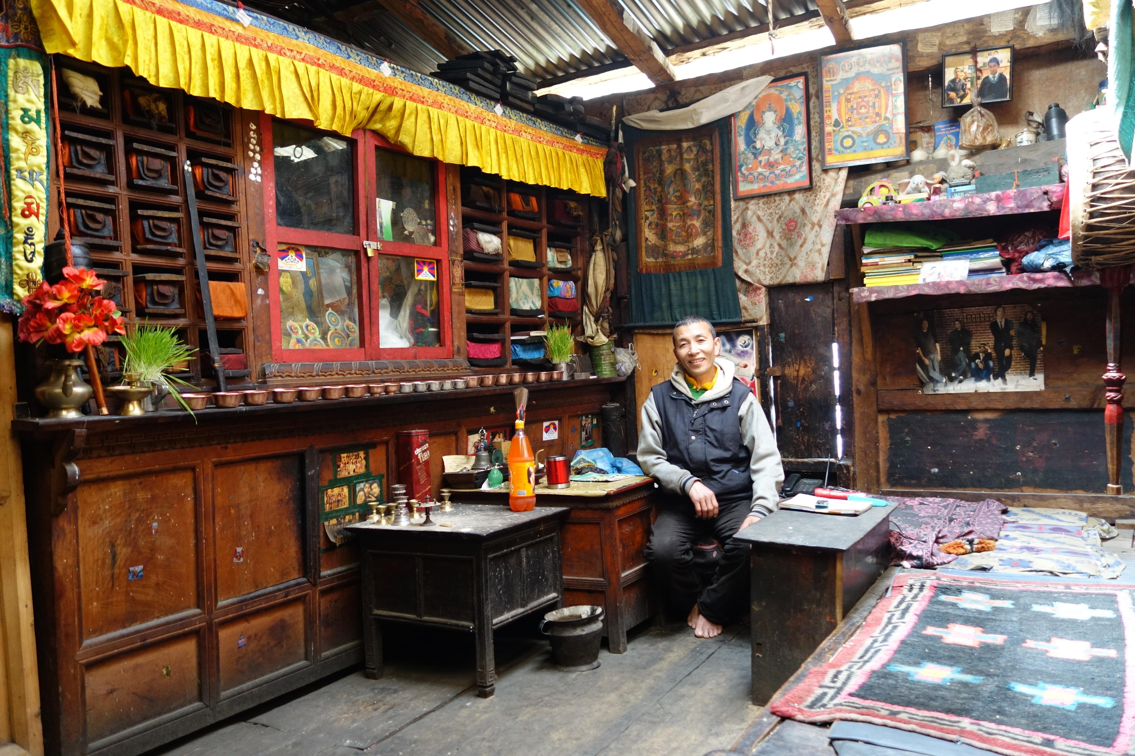 The Lama of Ghattekhola, a leader of the Tibetan exile community in upper Rasuwa