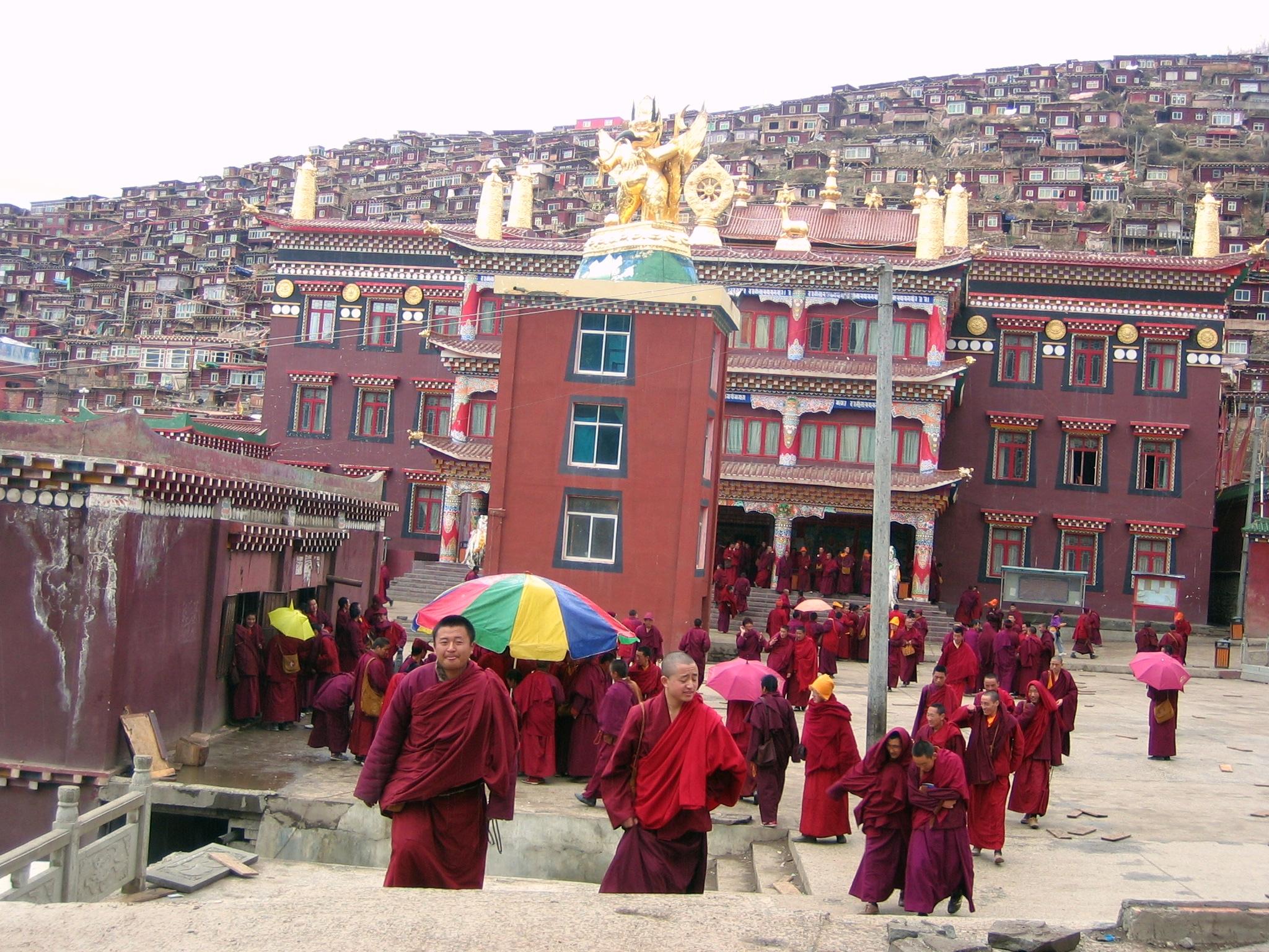 Monks Emerging from Main Lhakhang
