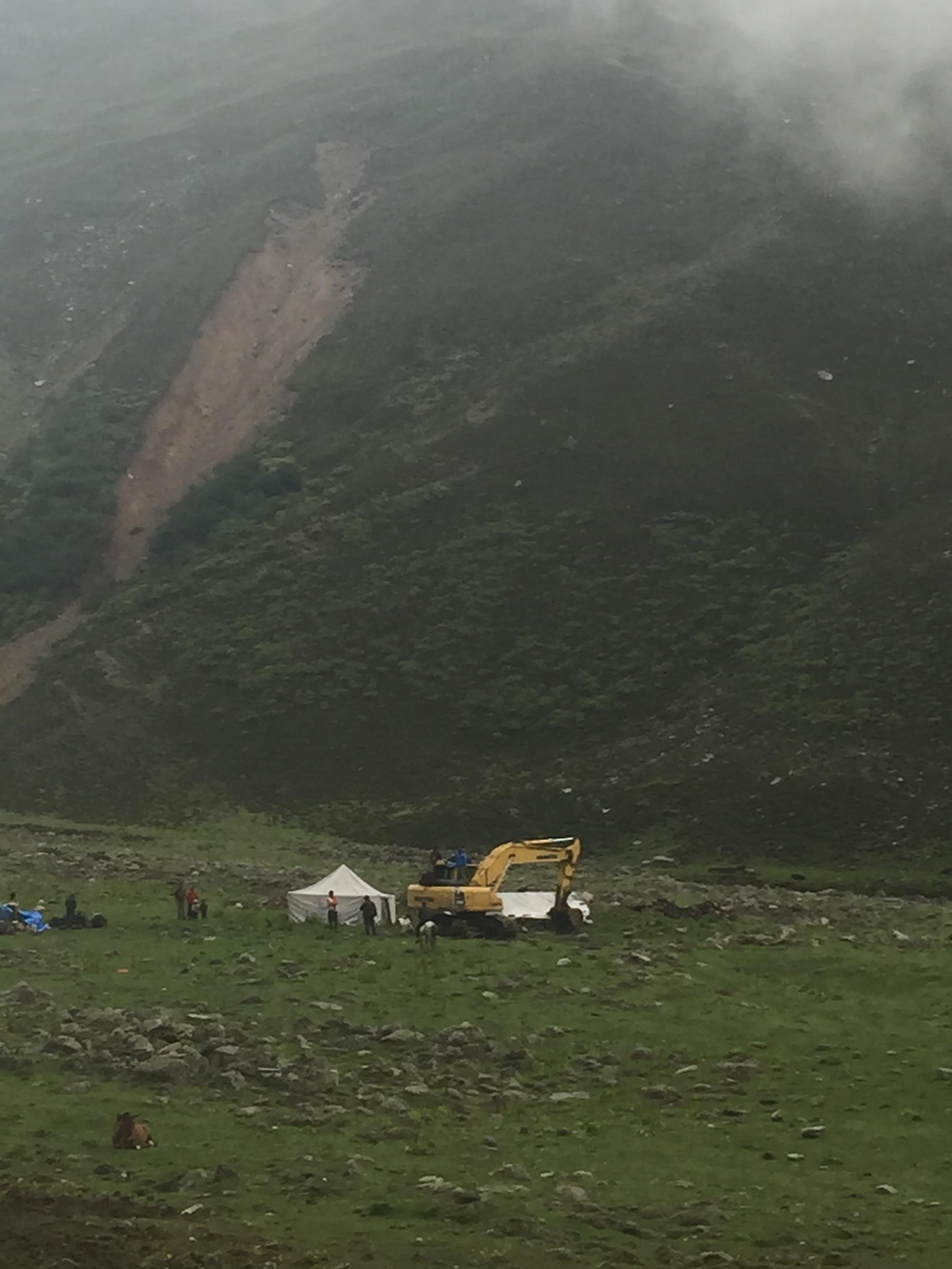 Excavator near the campsite
