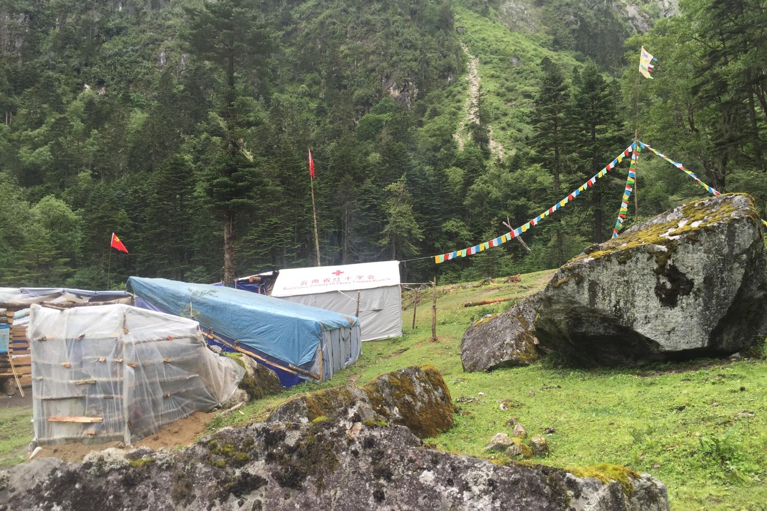 A rest stop along the way, including a rudimentary medicine dispensary (given out by a Tibetan from a local village with no medical training) in a Chinese Red Cross tent of unknown origin.