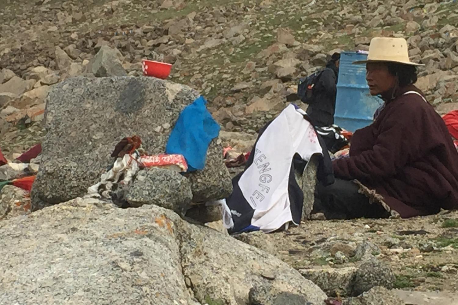 pilgrim at sky burial site