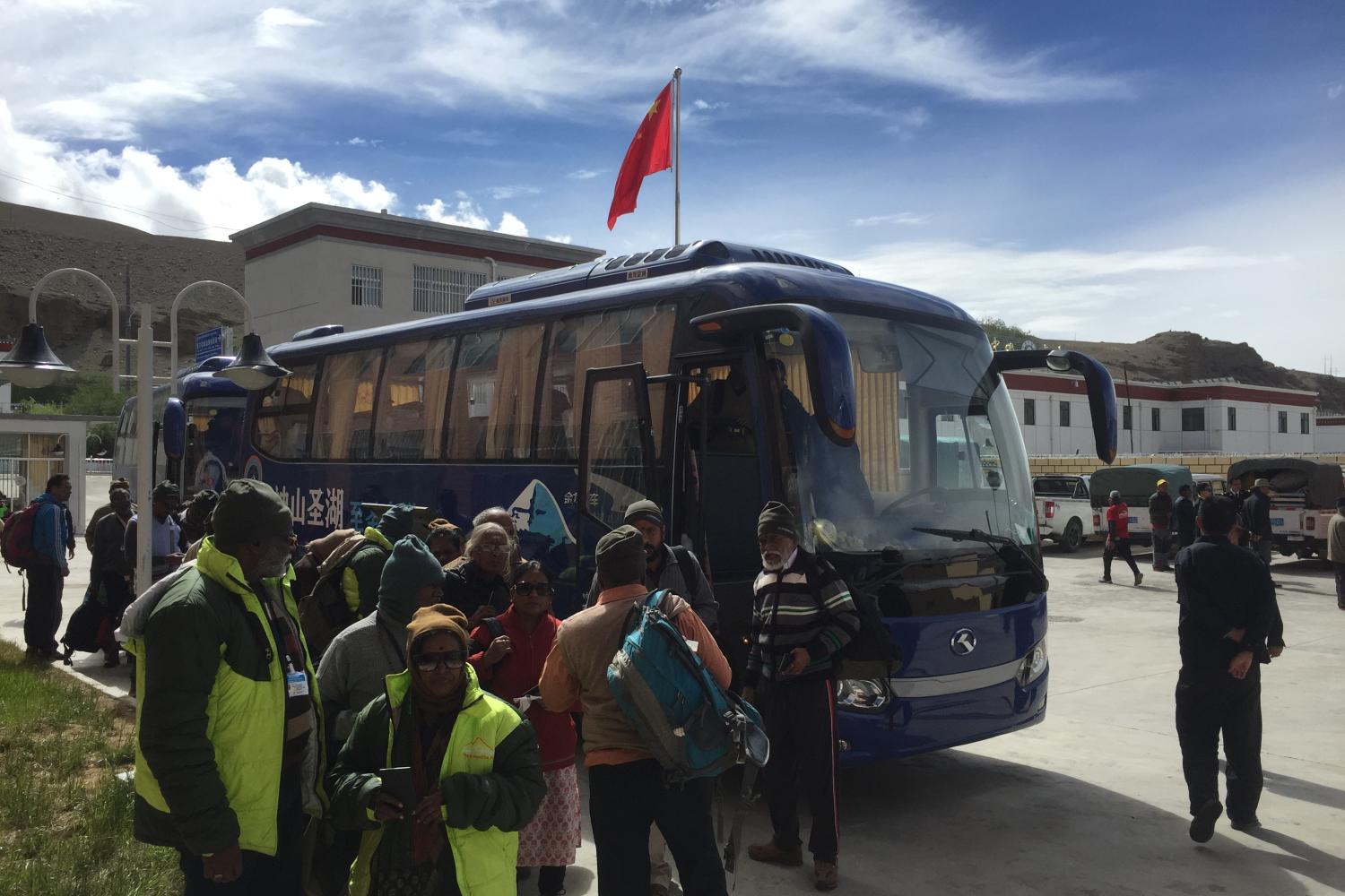 indian pilgrims at customs in Purang