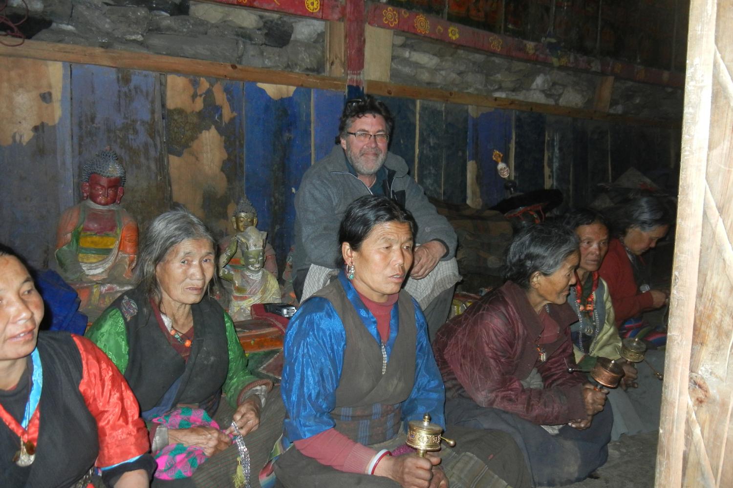 village women in the gompa