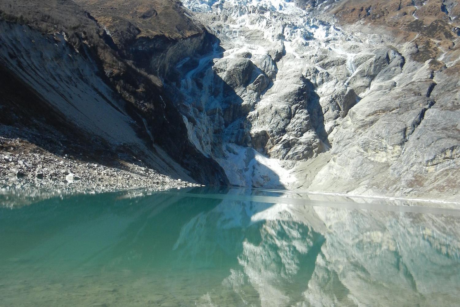 Lake Birendra, just below Manaslu peak and glacier.