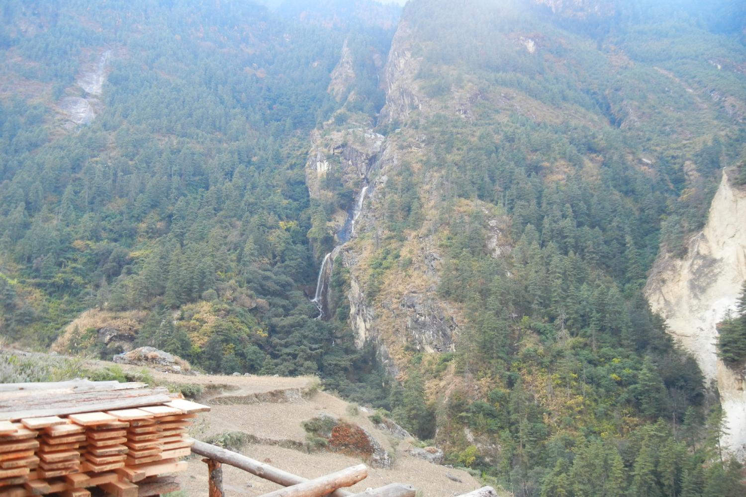 Hand-sawmill with waterfall, looking toward Prok.