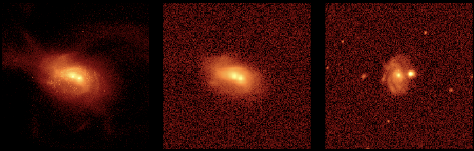 Three computer simulations of galaxies