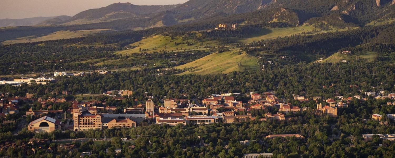 Aerial view of the CU Boulder campus