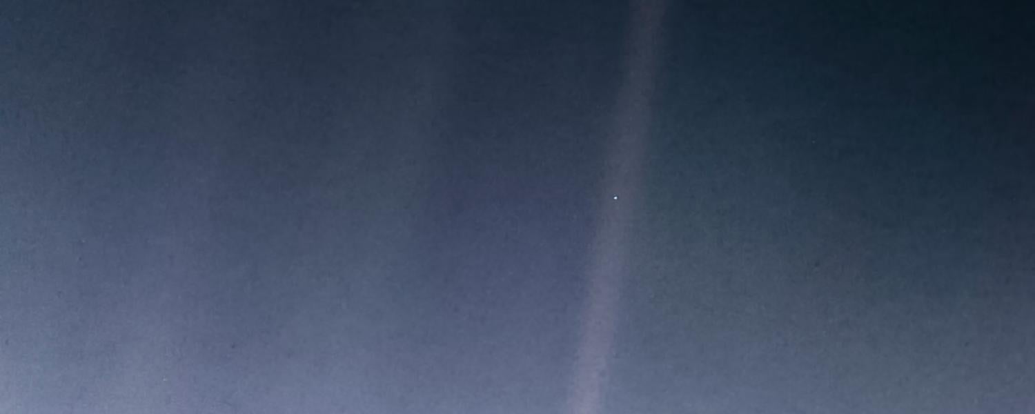 NASA's famous "pale blue dot" photo shows Earth as just a tiny pinprick of light in space.