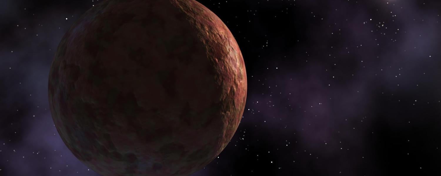 An artist's rendering of Sedna, which looks reddish in color in telescope images. (Credit: NASA/JPL-Caltech)