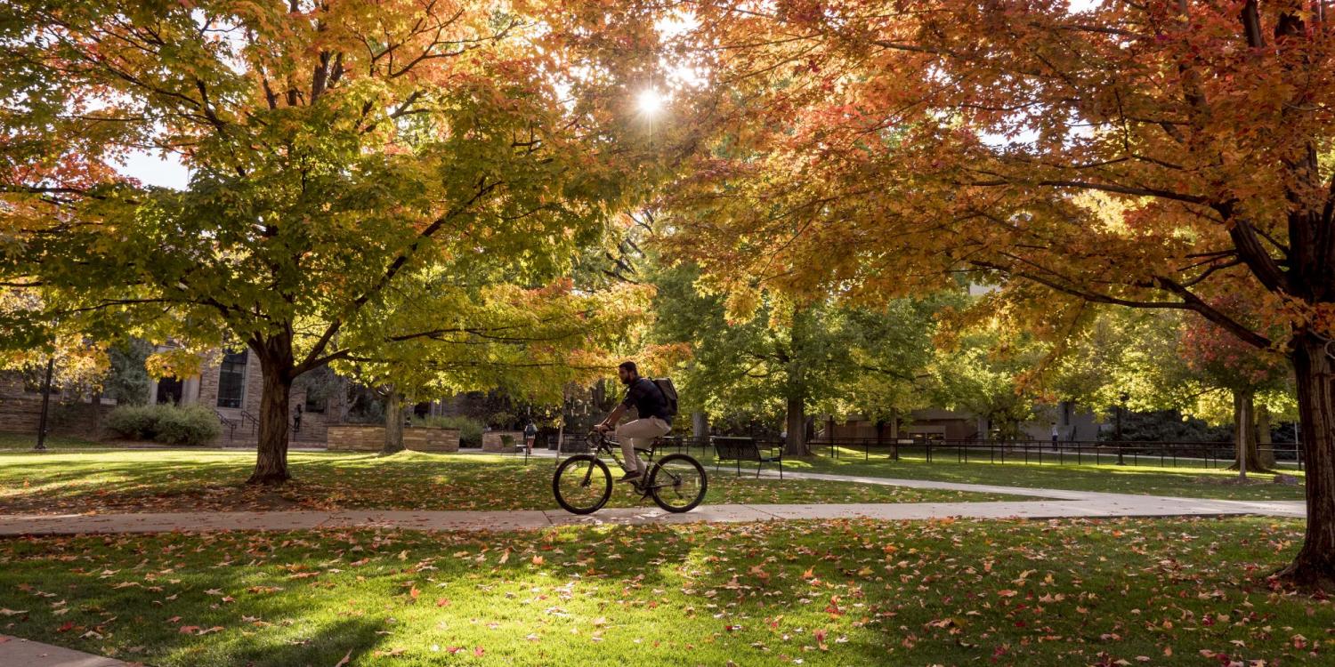 A scenic fall image on the CU Boulder Campus