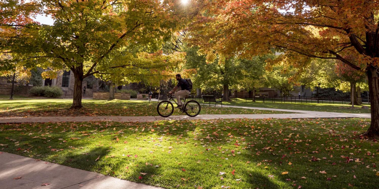 A scenic fall image on the CU Boulder campus.