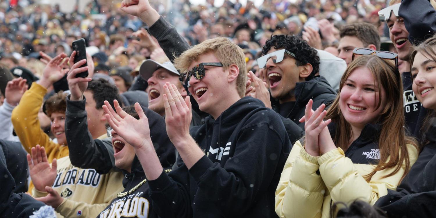 Fans wear black and gold to cheer on the Buffs at the 2023 Black and Gold spring game