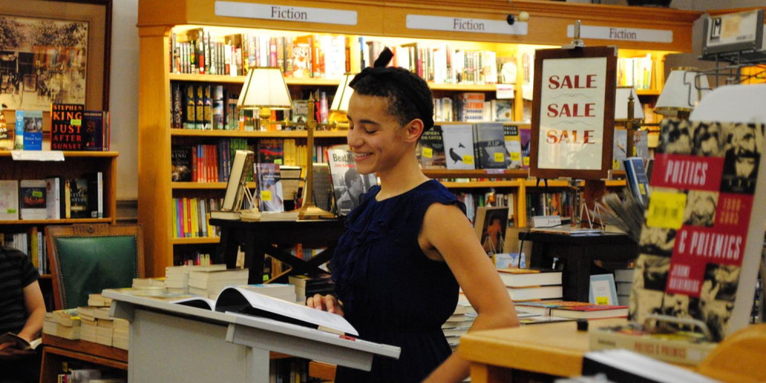 A reader at 2014 Journal Twenty Twenty event, Boulder Book Store