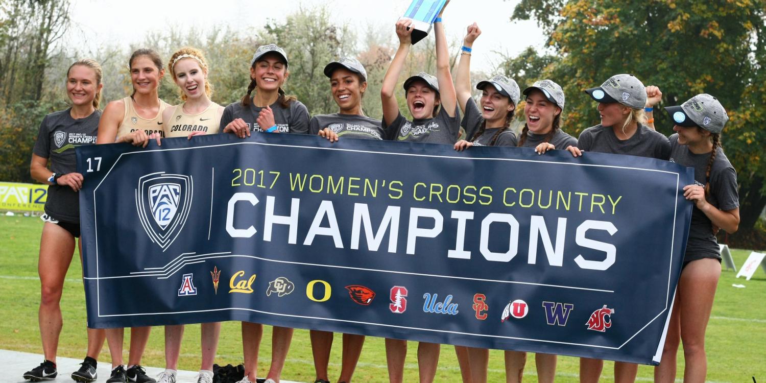 The CU women's cross country team, Pac-12 champions