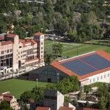 CU Athletic's Indoor Practice Facility features solar panels on its roof