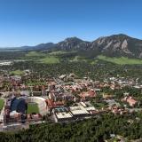 An aerial view of the CU Boulder campus.