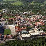 An arial view of the CU Boulder campus.