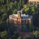 An aerial view of Old Main