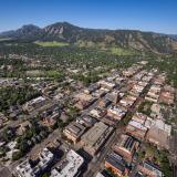 aerial view of CU and city of Boulder