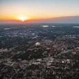Aerial view of sunrise over Boulder