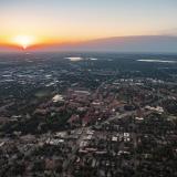 Aerial view of sunrise over Boulder