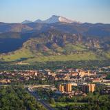 Aerial view of CU and the city of Boulder