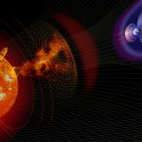 An artist's depiction of space weather. 
