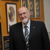 Alan Cass in front of the Glenn Miller Archive