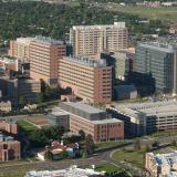 Aerial photograph of the University of Colorado Denver Anschutz Medical Campus in Aurora. (Photo by Casey A. Cass/University of Colorado)