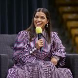 Actress, author and activist America Ferrera speaks at the CU Events Center on Wednesday, Sept. 1, 2021. (Photo by Glenn Asakawa/University of Colorado)