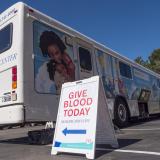 Blood donation bus.