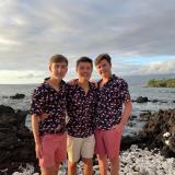 Dom, Phil, and Alex Miceli on the Pacific Ocean in Hawaii