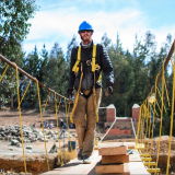 Jay Arehart on footbridge