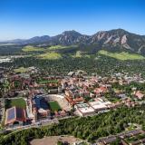 CU Boulder campus aerial shot