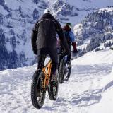 Mountain biking in snow