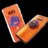 Two smartphones with CheckPls accessories.