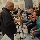 Michael Sachs works with CU Boulder trumpet section during 2015 Cleveland Orchestra residency